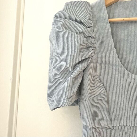 Revolve Likely Goleta Corduroy Puff Sleeve Mini Dress In Light Blue NWT - Picture 7 of 12